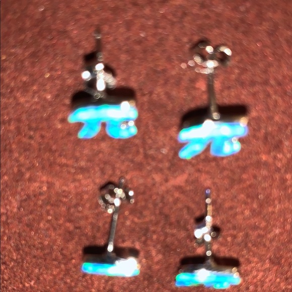 Blue Pi Symbol Earrings - Picture 9 of 11